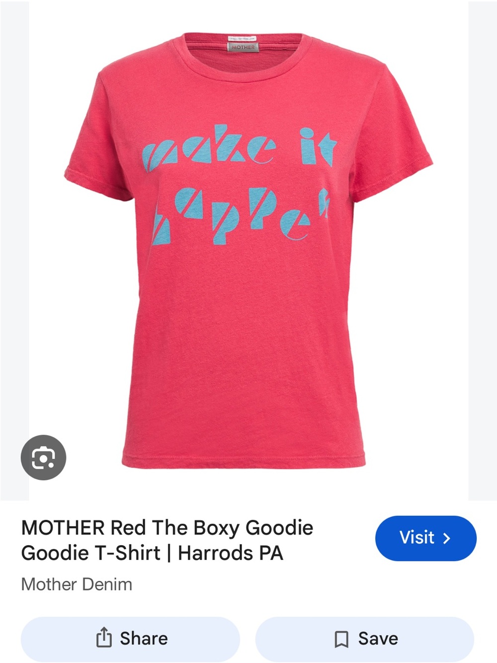 Mother The Boxy Goodie Make It Happen Graphic Tee Red Small